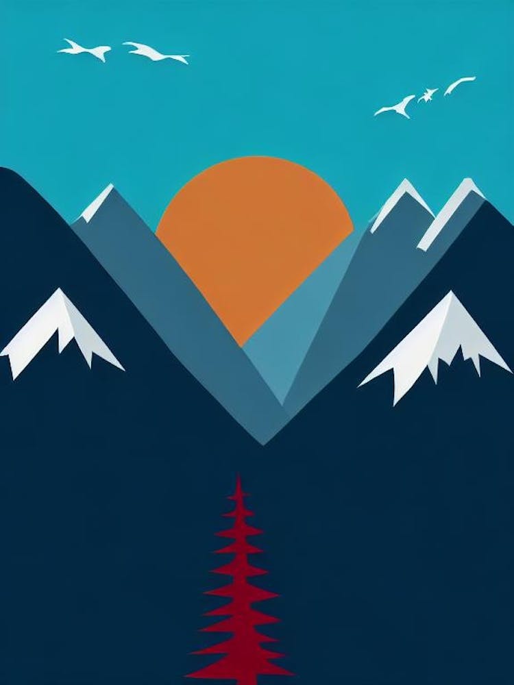 Wengen, Switzerland Modern Illustration Skiing Poster