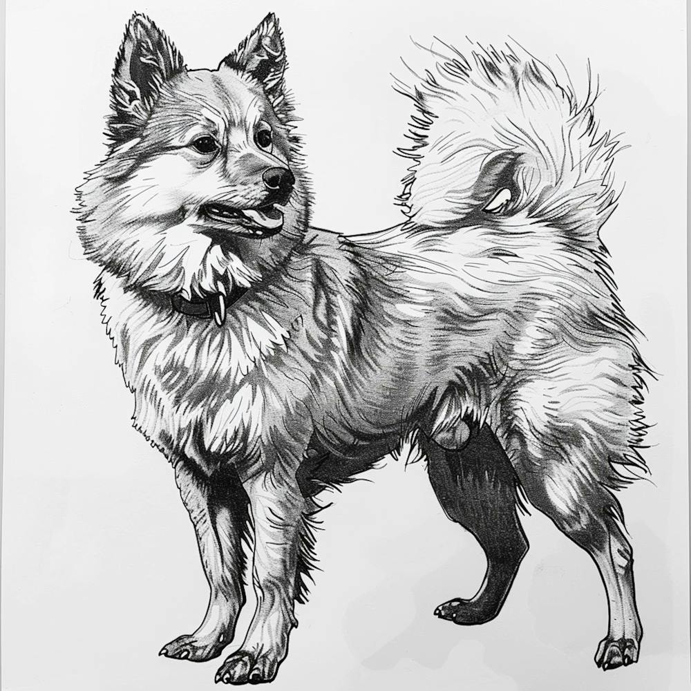 Finnish Spitz Dog Line Sketch 2
