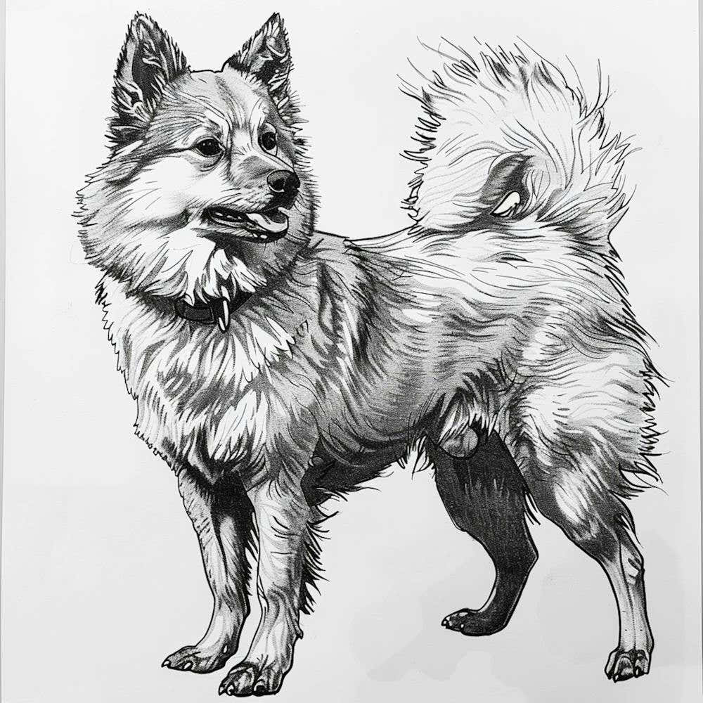 Finnish Spitz Dog Line Sketch 2