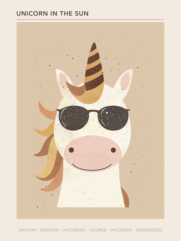 Unicorn With Sunglasses Muted Pastel 4 Poster