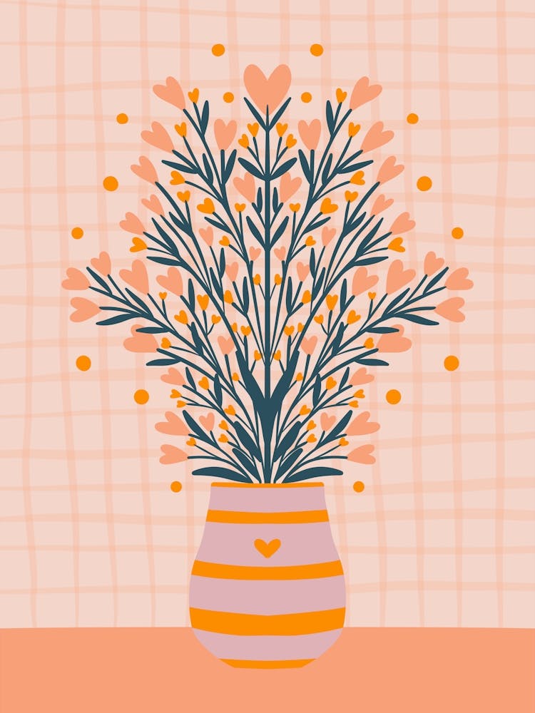 Hearts Flower Vase Orange