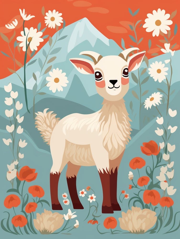 Baby Animal Illustration  Goat 2