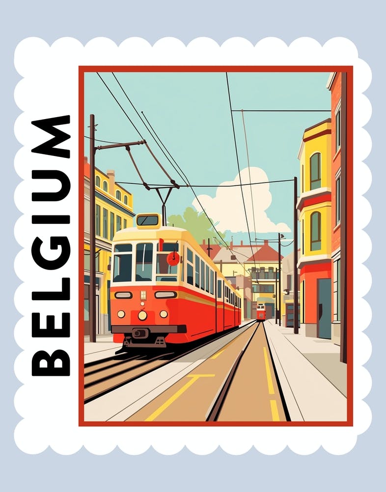 Belgium Travel Stamp Poster