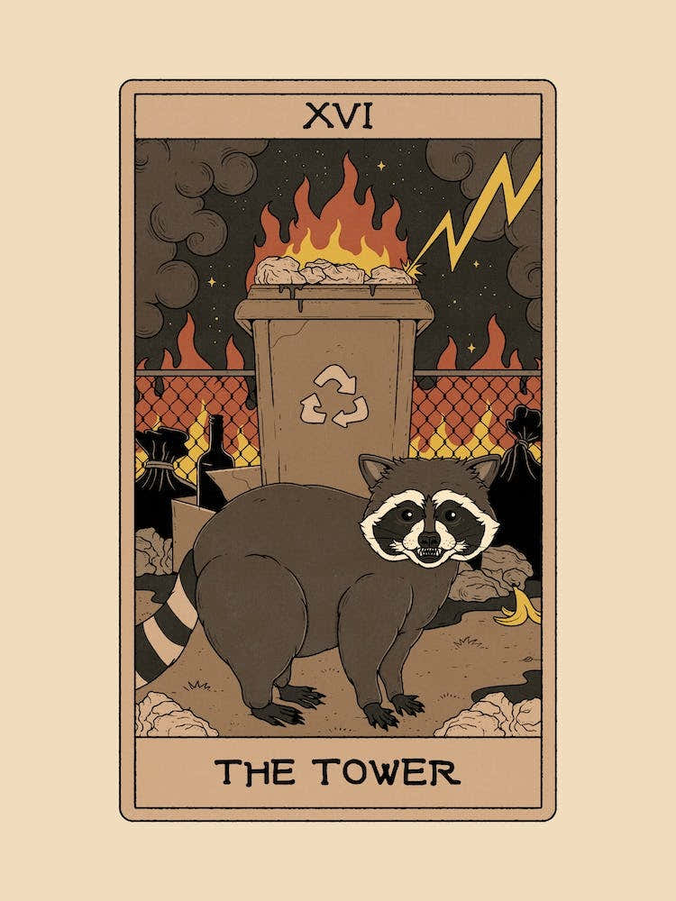 The Tower  Raccoons Tarot