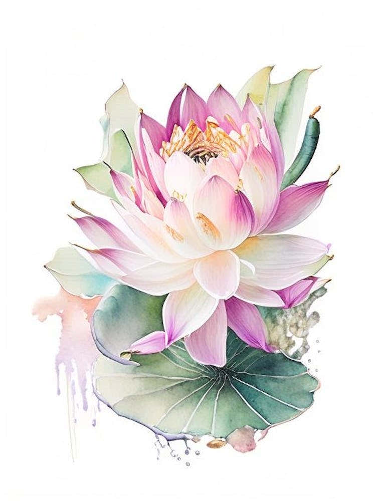 Lotus Flower Bouquet Watercolour 6