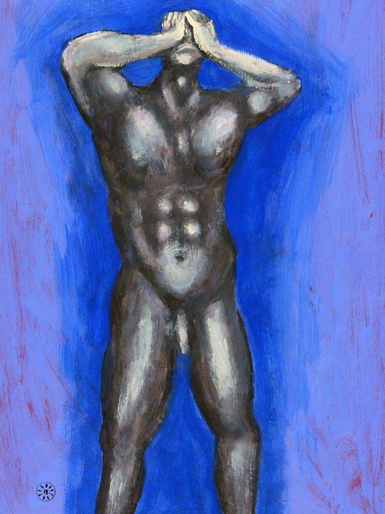 Despair - man male nude homoerotic blue naked man vertical