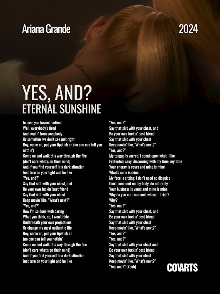 Yes, and? Ariana Grande - Lyrics Poster
