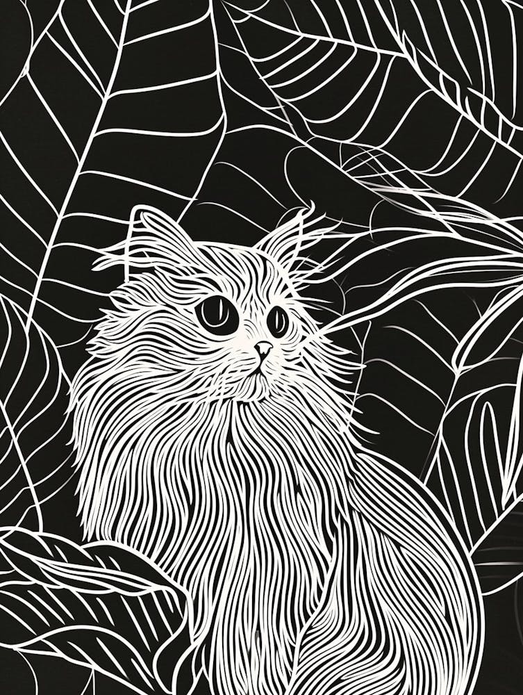Persian Cat Minimalist Illustration 4