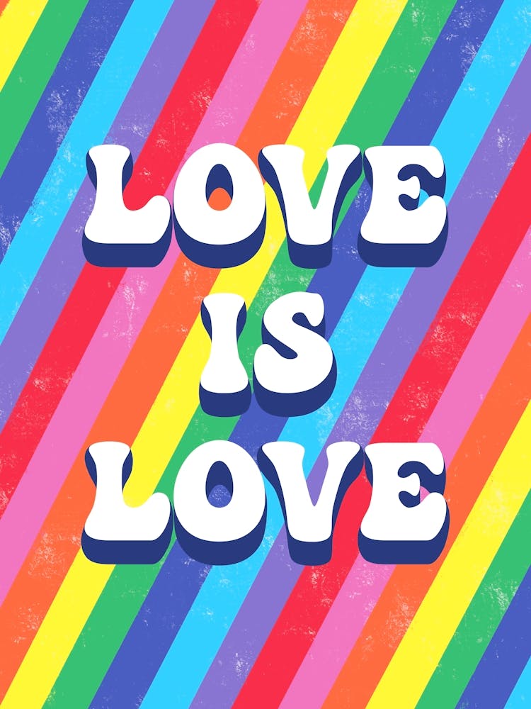 Love Is Love Pride Groovy Rainbow Stripes