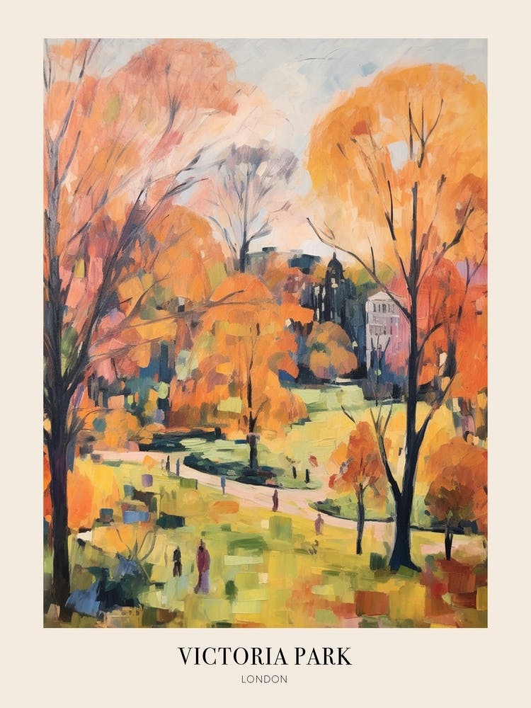 Autumn City Park Painting Victoria Park London 1 Poster
