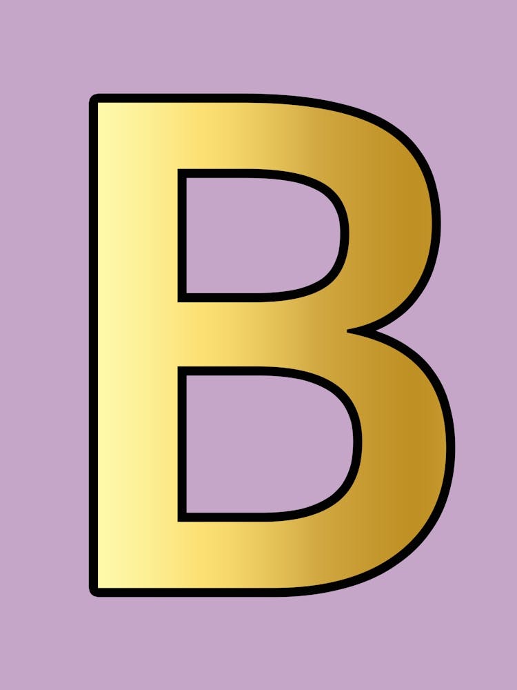 Letter B Gold Alphabet Lilac