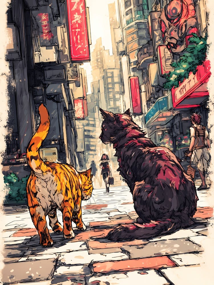 Two Cats In A City