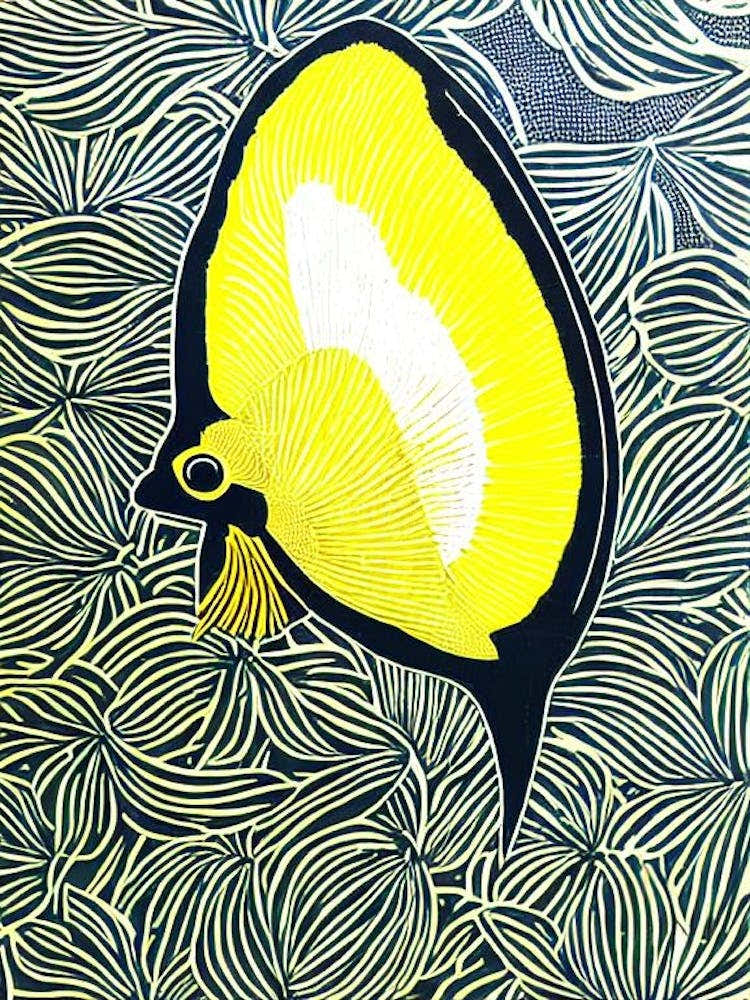 Yellow Tang Linocut