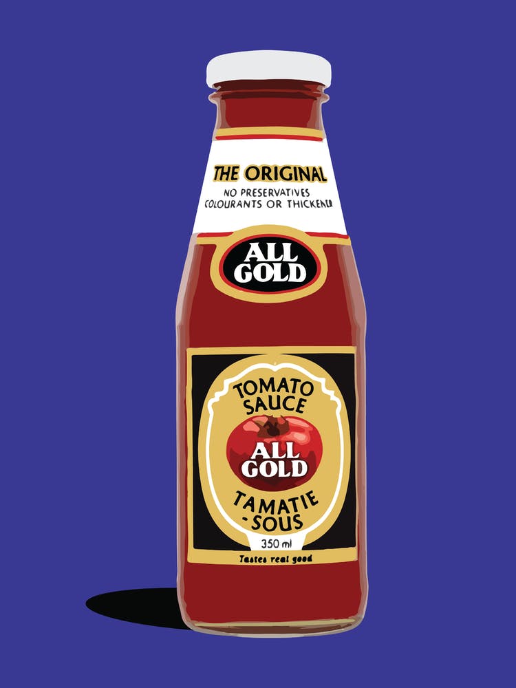 All Gold Tomato Sauce - South African  - Food - Retro - Condiment - - Kitchen- Blue