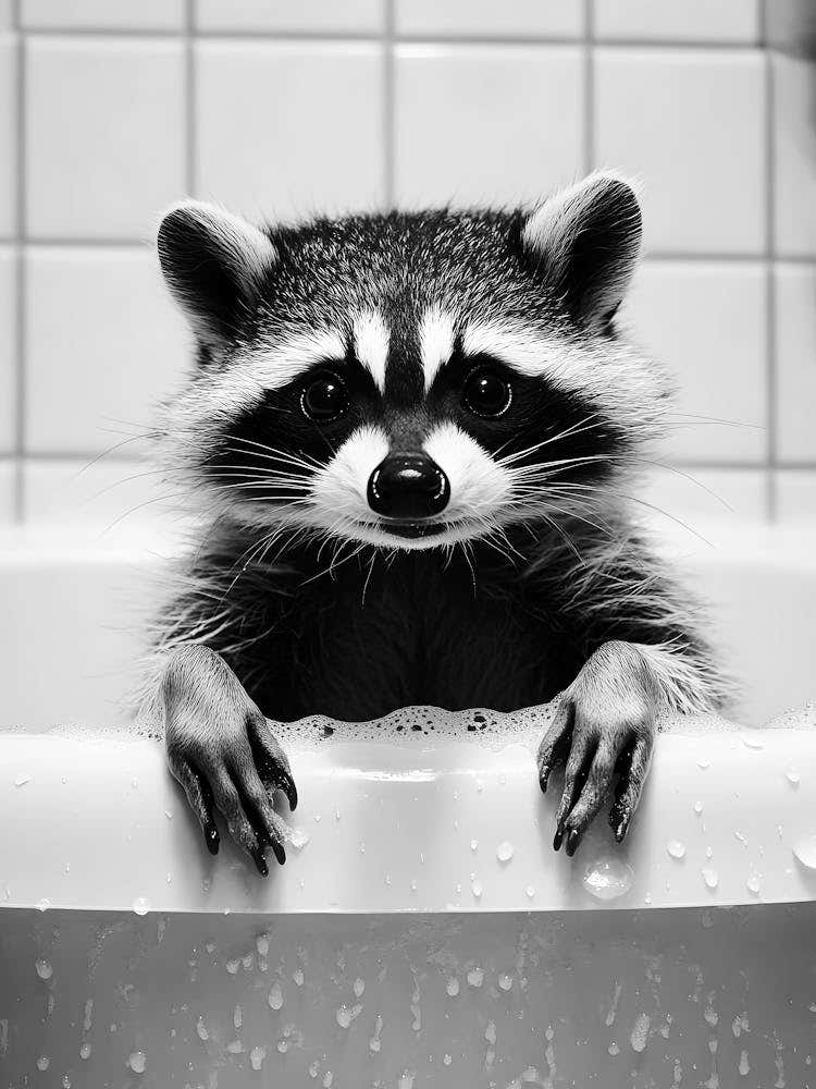 Raccoon In The Bath 2