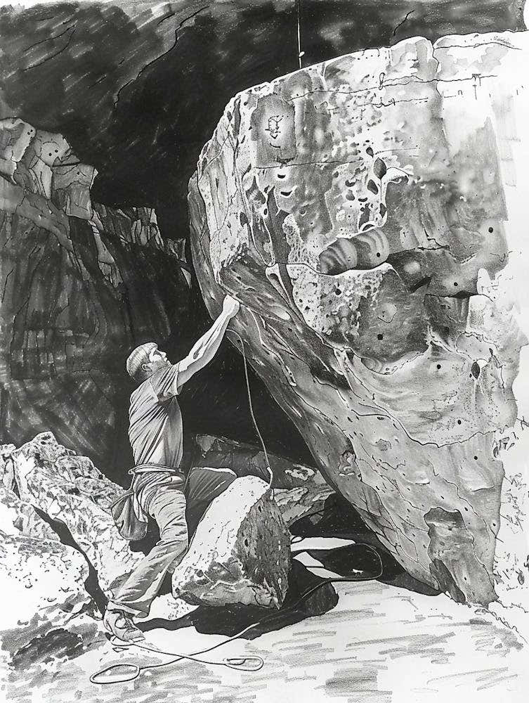 Bouldering Project Austin Texas Black And White Drawing 2