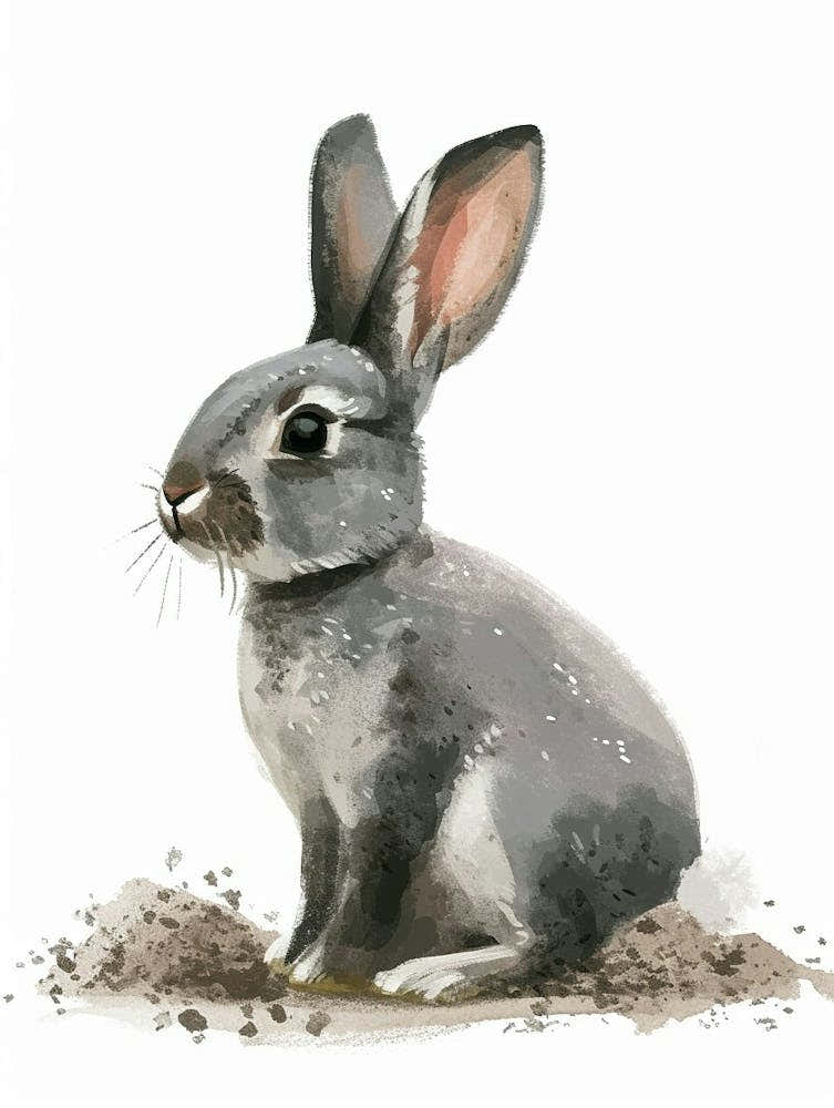 Blanc De Hotot Rabbit Nursery Illustration 4