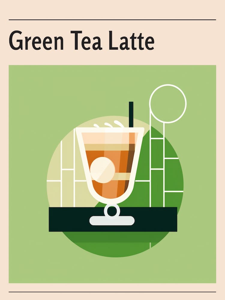 Green Tea Latte Midcentury Modern Poster