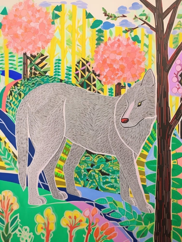 Maximalist Animal Painting Timber Wolf 4