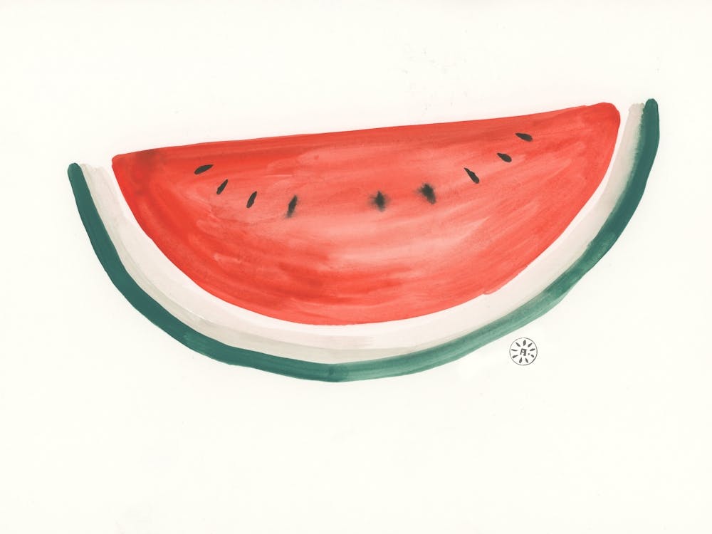 Minimal Red Watermelon Slice - minimasllit illustration kitchen food still life