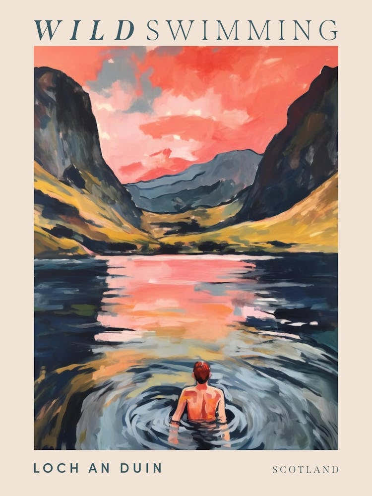 Wild Swimming At Loch An Duin Scotland 3 Poster
