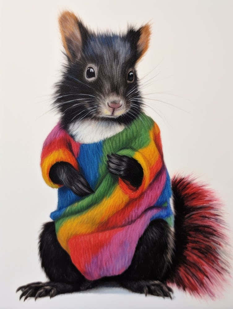 Baby Animal Wearing Sweater Skunk