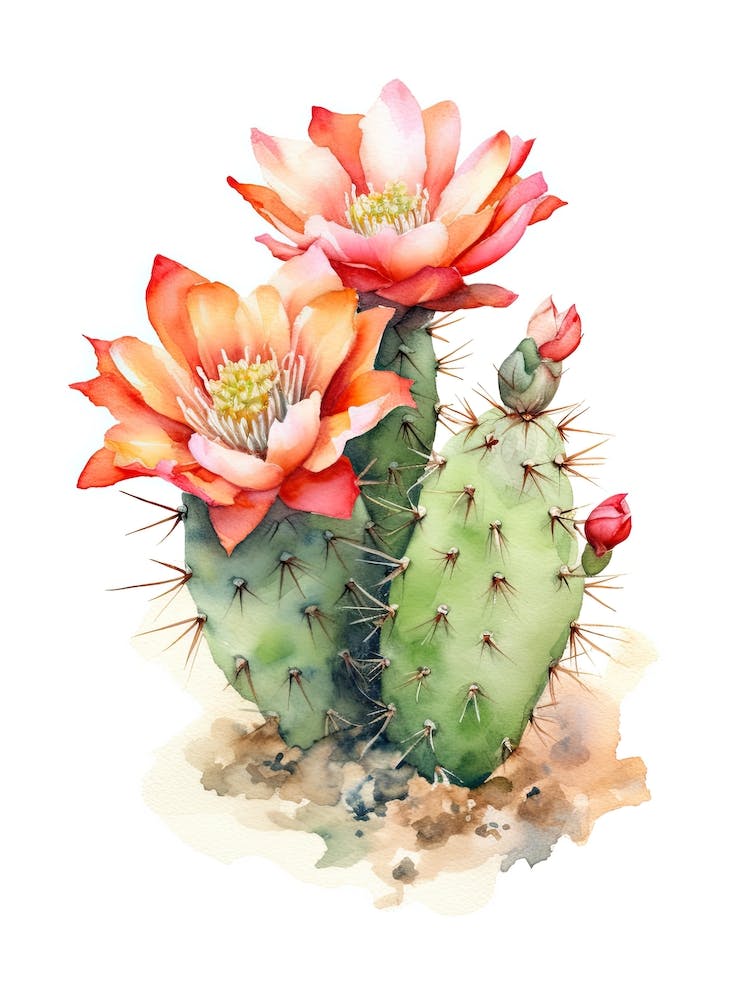 Woolly Torch Cactus Watercolour Drawing 3