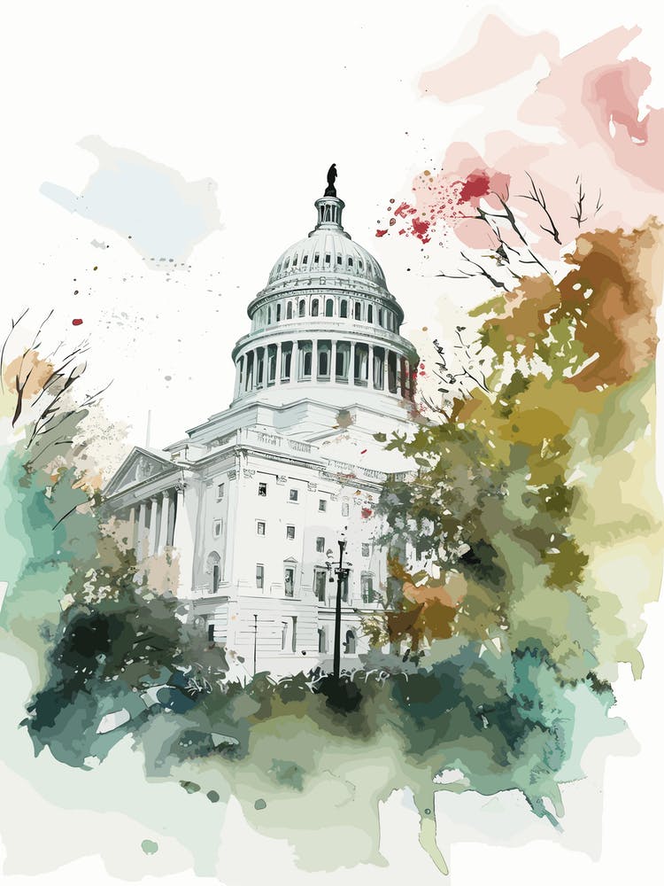 Washington Dc Neighborhood Watercolour 3