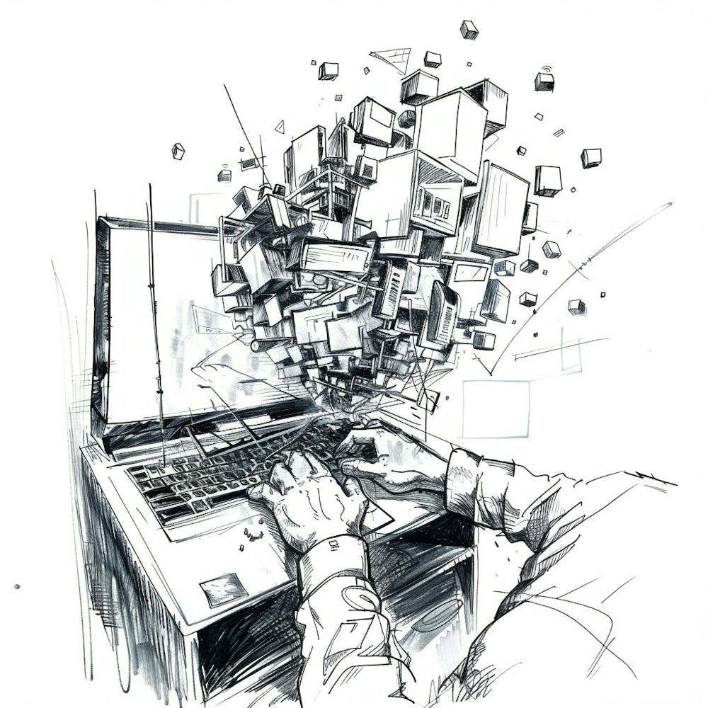 Man Working On A Laptop