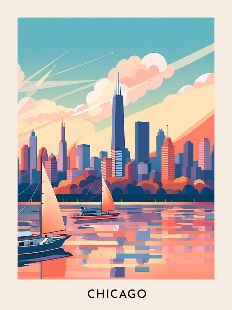 Chicago Colourful Travel Poster 2
