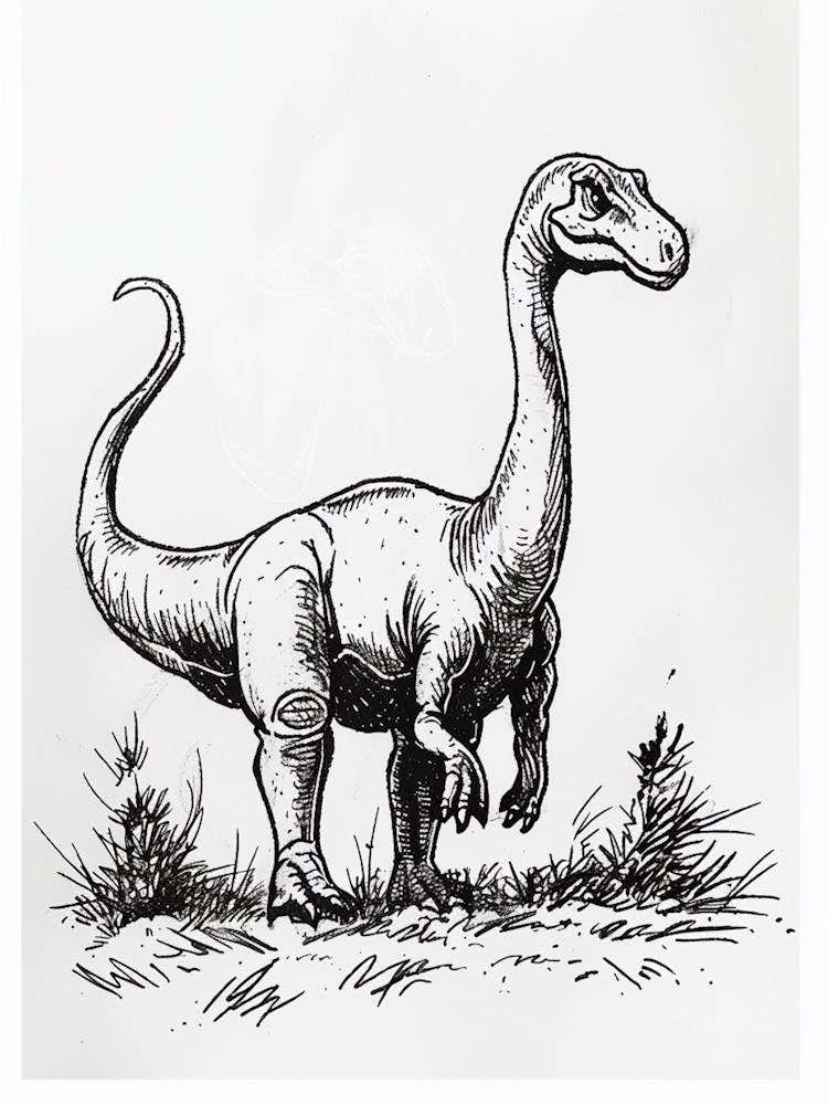 Dinosaur Black & White Illustration