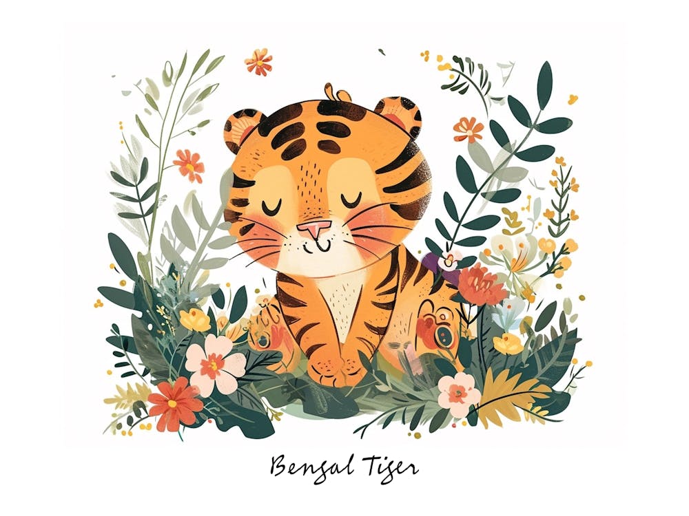 Little Floral Bengal Tiger 3 Poster