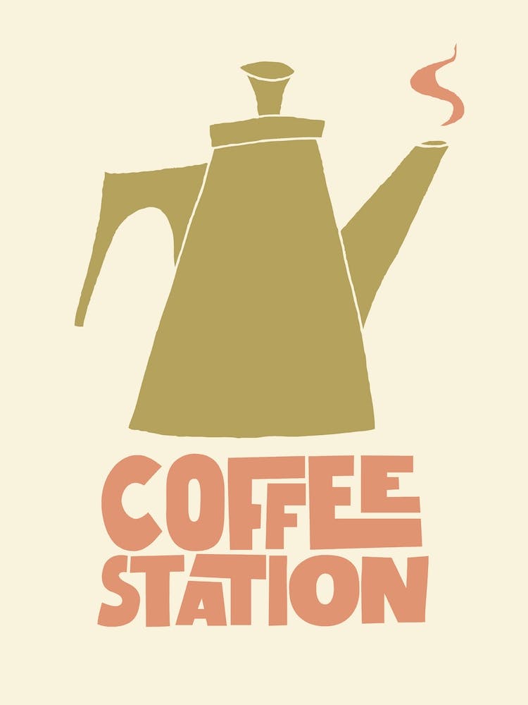 Coffee Station Kitchen Print Olive Green