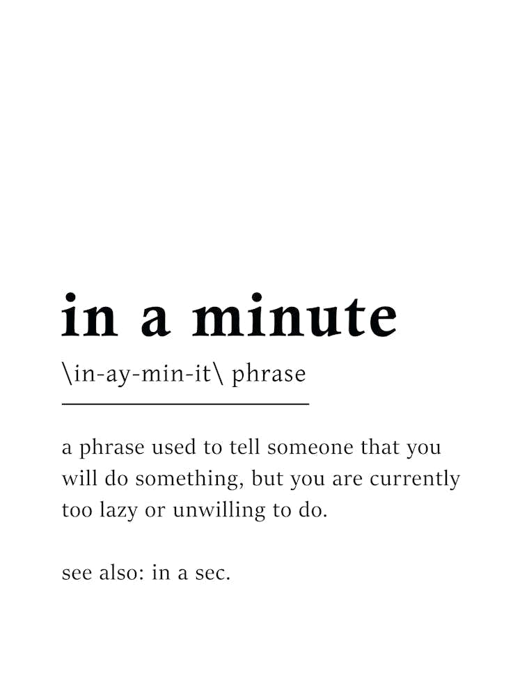 In a Minute Definition Poster - Dictionary