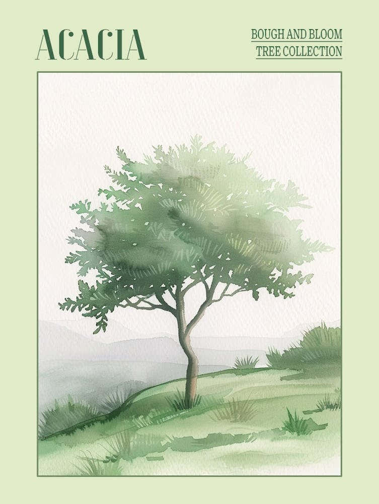 Acacia Tree Atmospheric Watercolour Painting 3 Poster