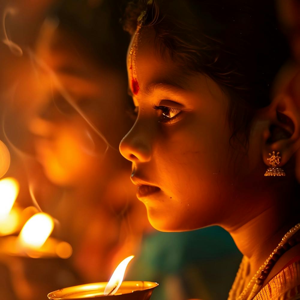 Little Girl Lighting Incense