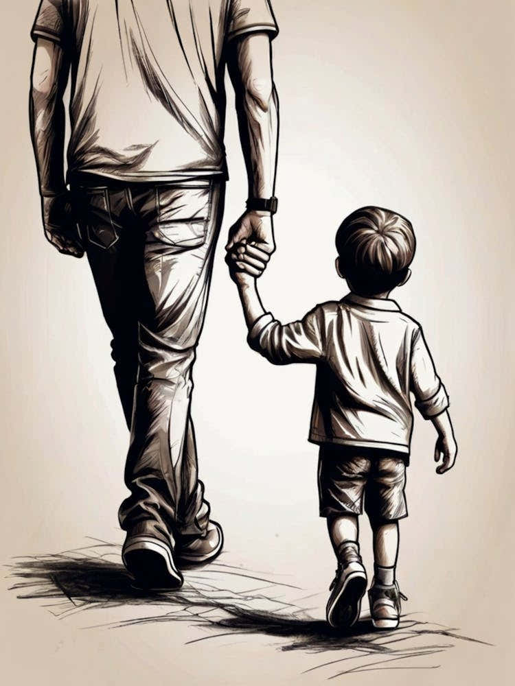 Father And Son Holding Hands