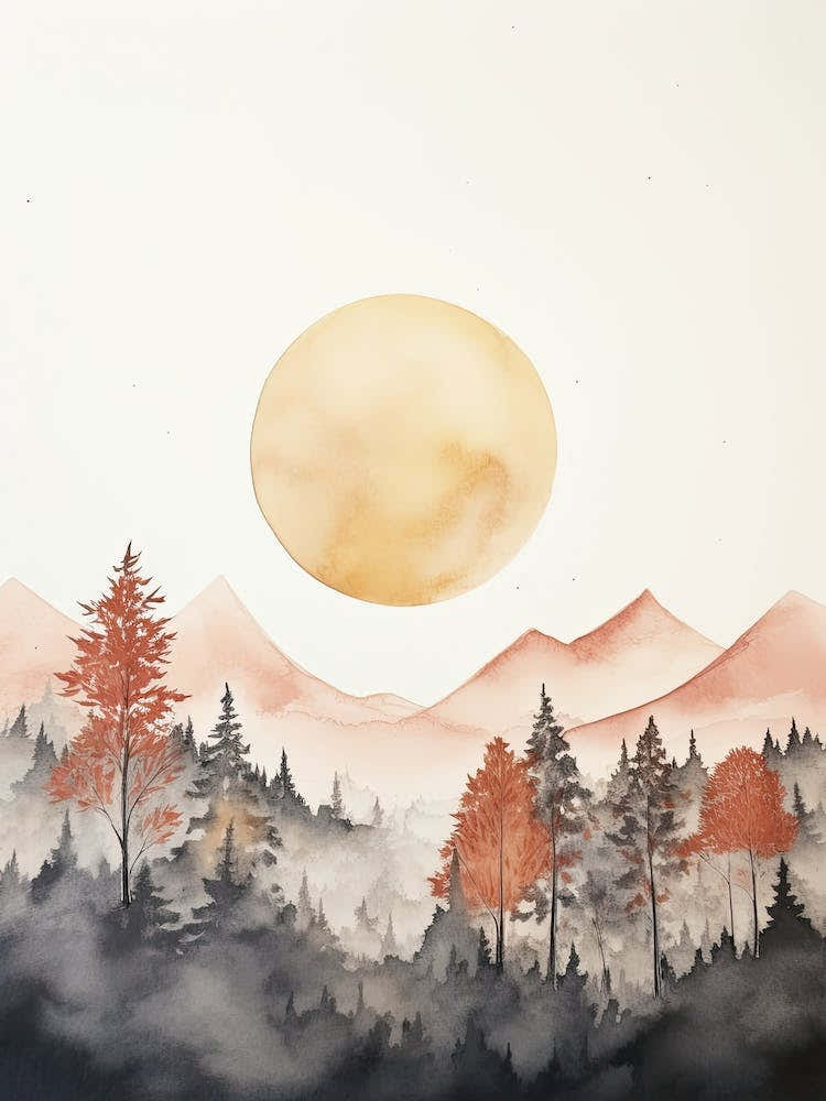 Watercolour Painting Of Bieszczady Mountains   Poland Slovakia And Ukraine 2