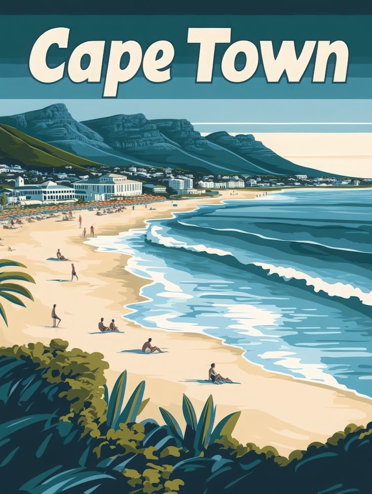 Aihrgdesign A Retro Travel Poster For Cape Town Featuring The 0e6be7f6 A2a6 42cb 9ef7 A8f4a4b4b5f8 0