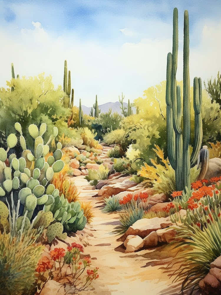 Desert Botanical Garden Usa Watercolour 6