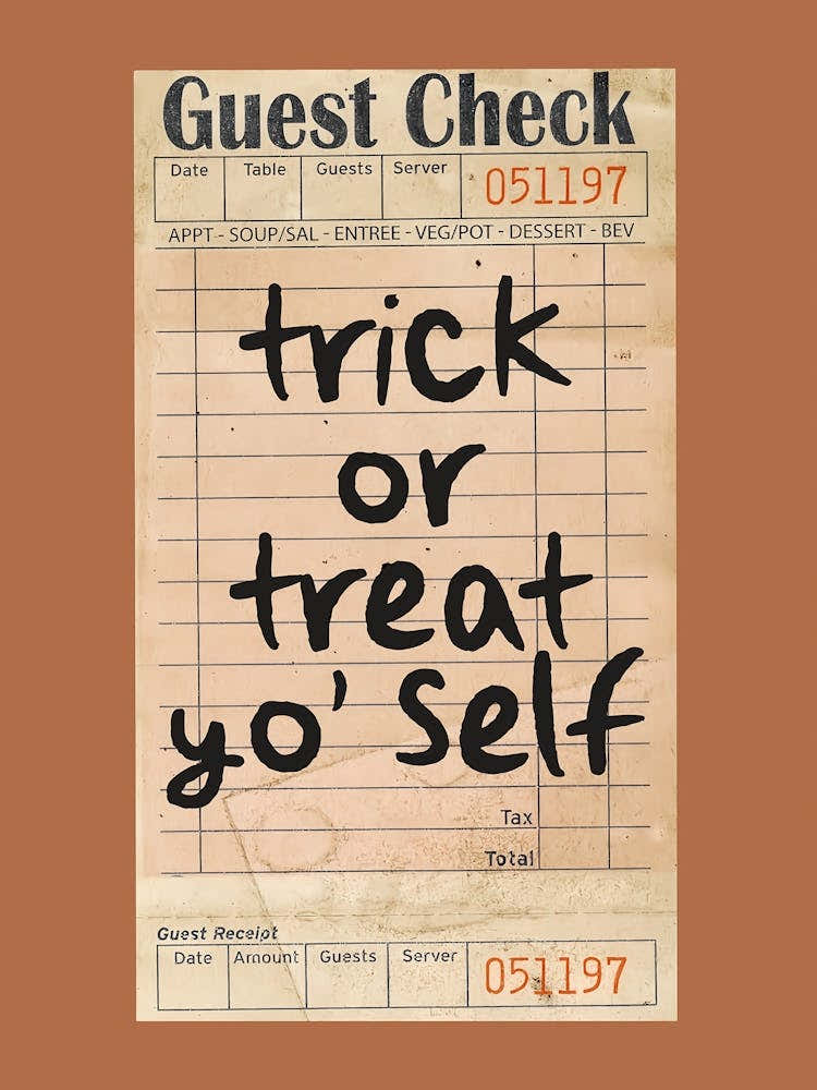 Guest Check Print Retro Halloween Print Trick Or Treat Yo Self Halloween Decor Bar Cart Wall