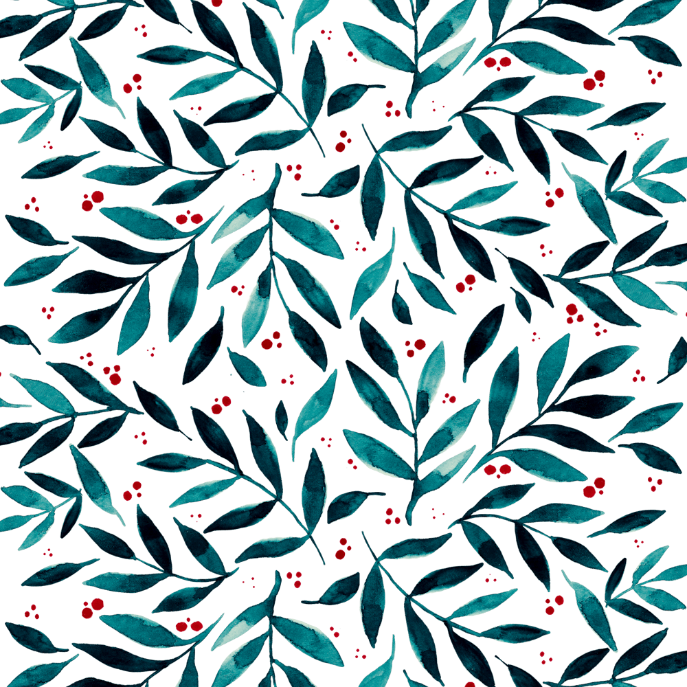 Pretty branches - turquoise and red
