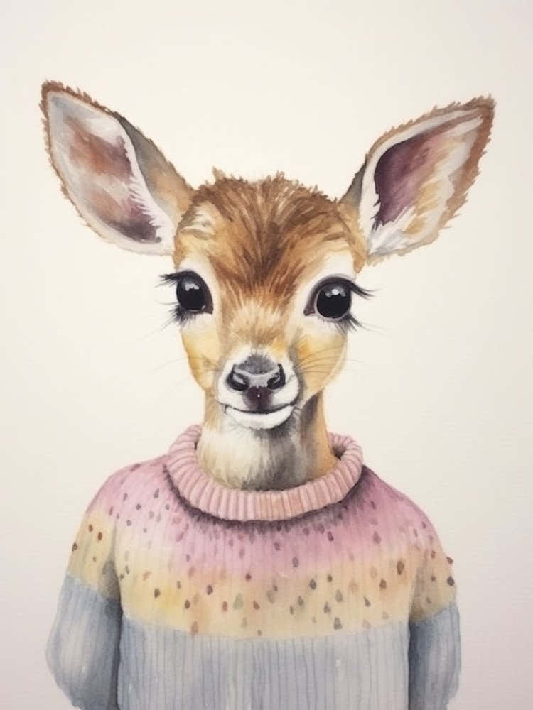 Baby Animal Watercolour Deer 2