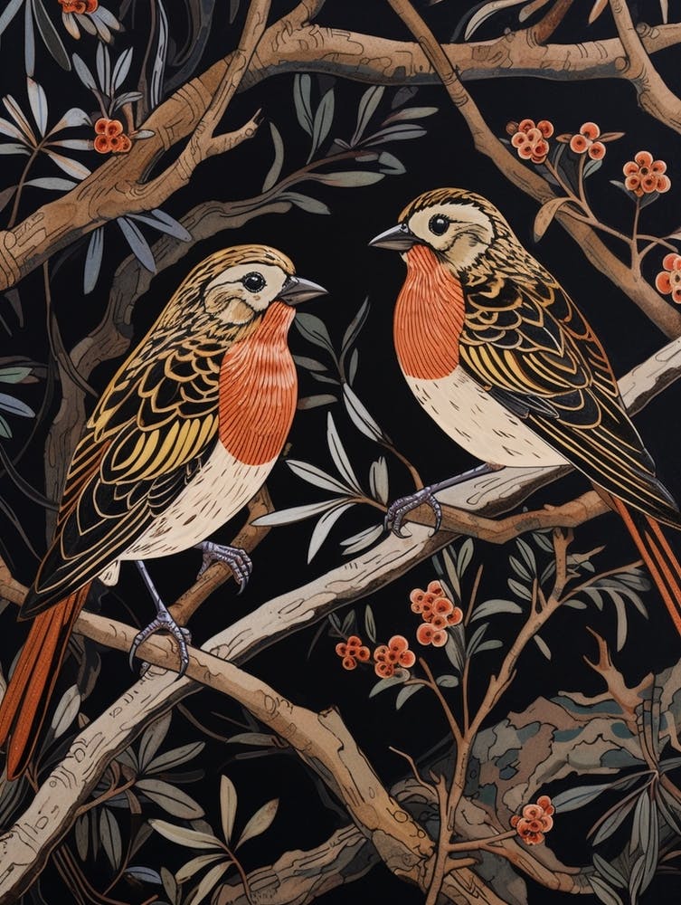 Art Nouveau Birds Poster Partridge 1