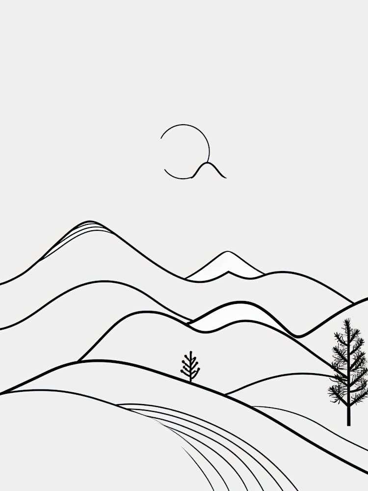 Mountains Minimalistic Line Art 0