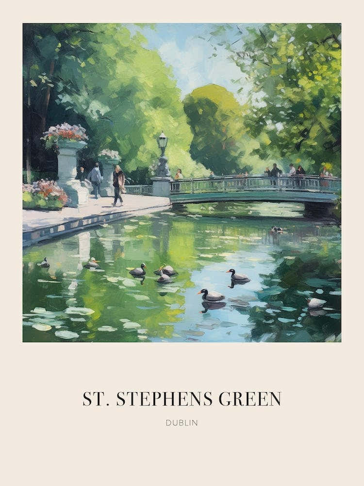 St Stephens Green Dublin 4 Vintage Cezanne Inspired Poster