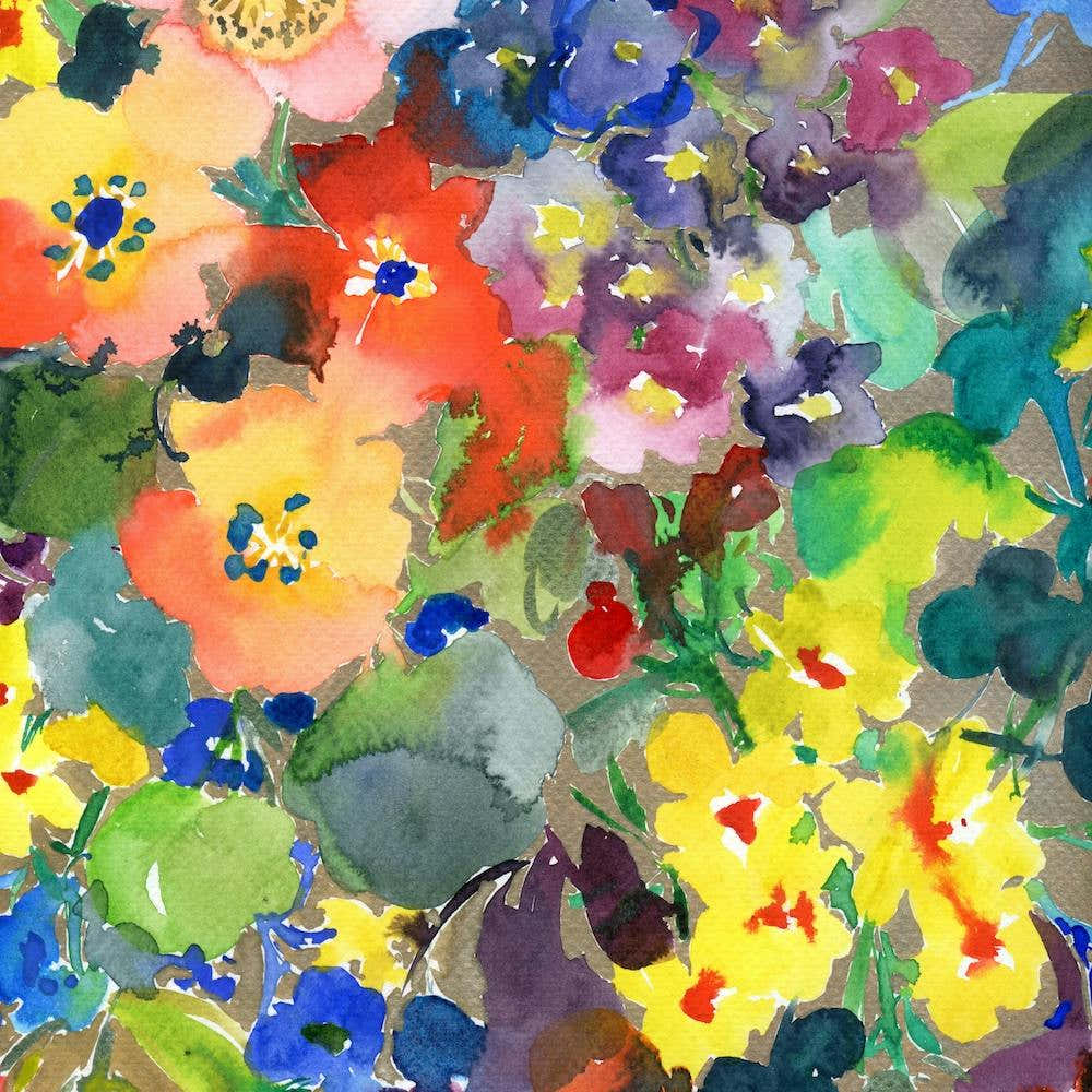 Watercolor Flowers with Gold N.o 2