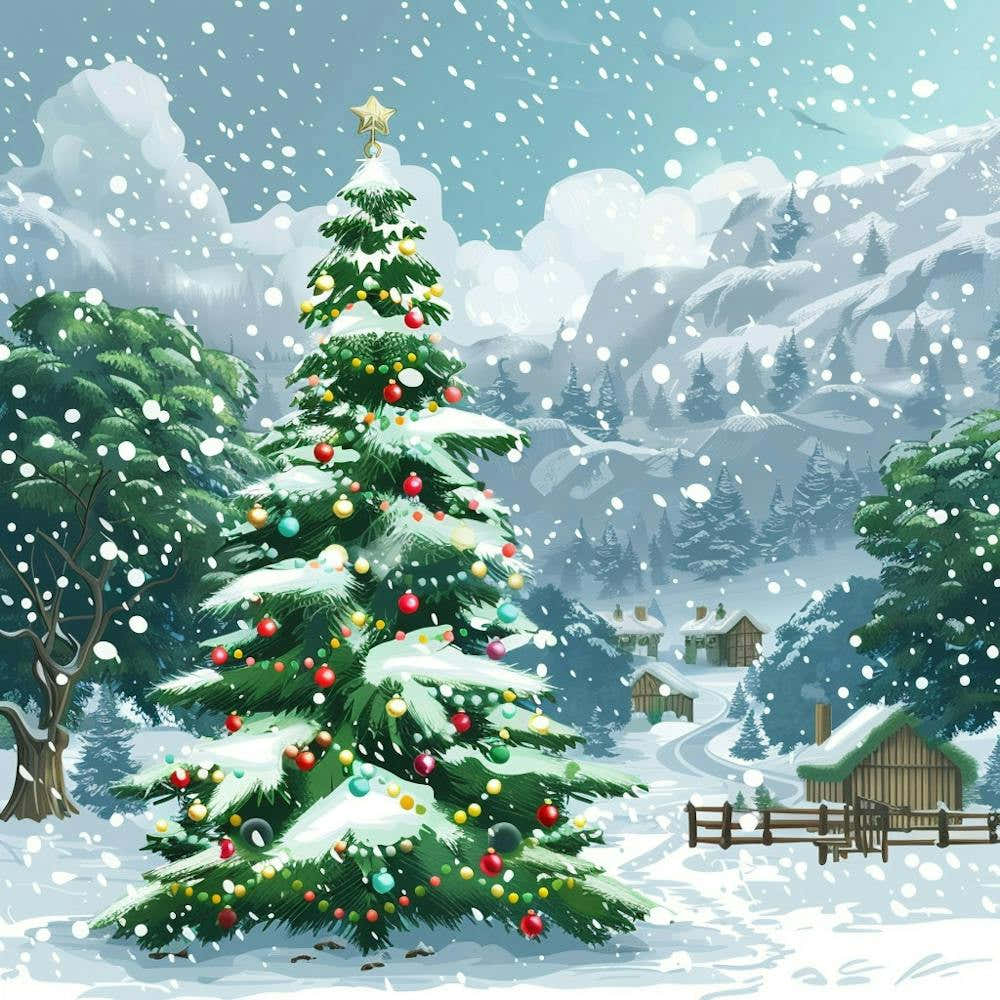 Christmas Banner Texture With A Snowy Landscape 4