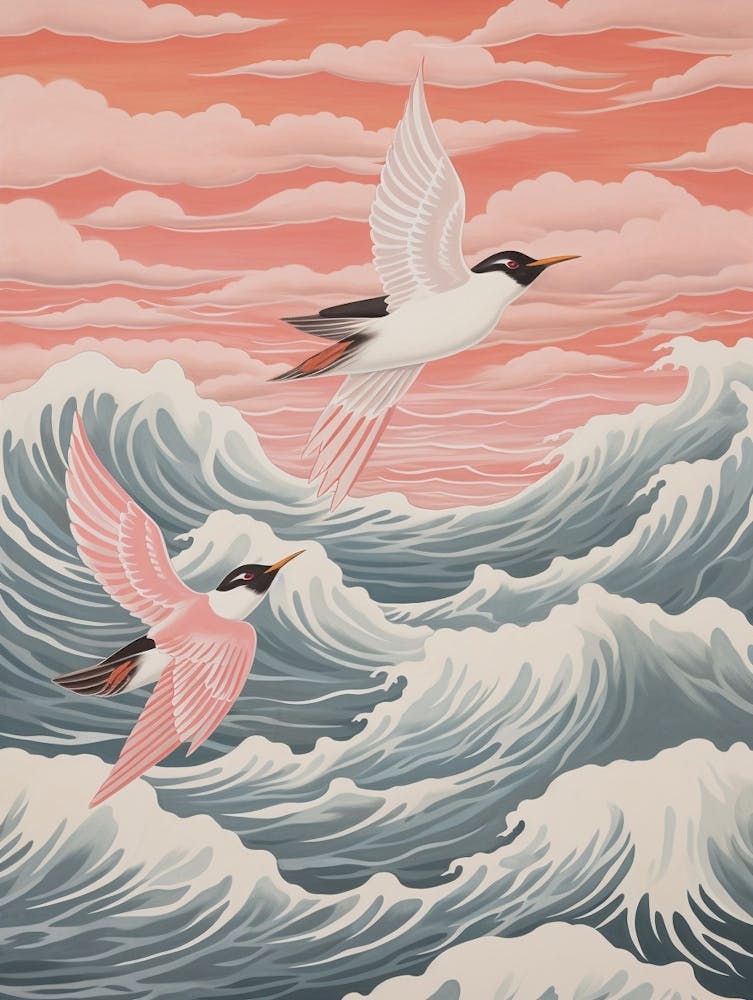 Vintage Japanese Inspired Bird Print Common Tern 1