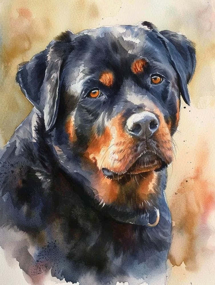 Rottweiler Watercolor Painting 3